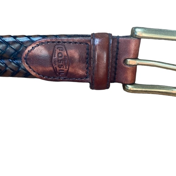 Fossil Men’s Brown Braided Belt Gold Buckle Size 36 - Picture 5 of 15